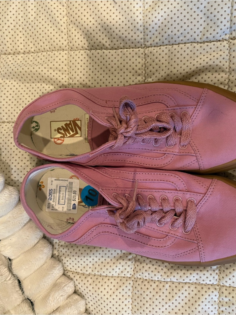 Vans Pink Canvas Old Skool Style Sneakers with Gum Sole